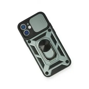 Newface iPhone 11 Kılıf Pars Lens Yüzüklü Silikon - Yeşil
