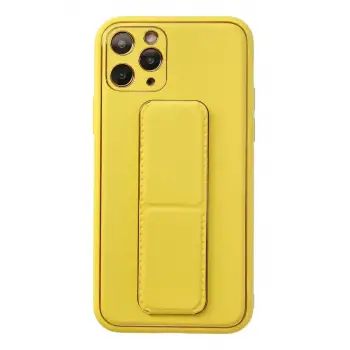 Newface Apple iPhone 11 Pro Kılıf Coco Deri Standlı Kapak - Sarı
