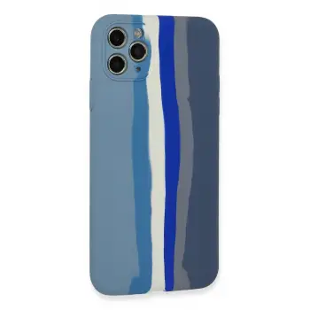 Newface iPhone 11 Pro Kılıf Ebruli Lansman Silikon - Mavi-Gri