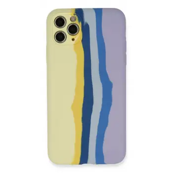 Newface Apple iPhone 11 Pro Kılıf Ebruli Lansman Silikon - Sarı-Lila