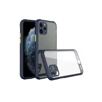 Newface iPhone 11 Pro Kılıf Miami Şeffaf Silikon - Lacivert