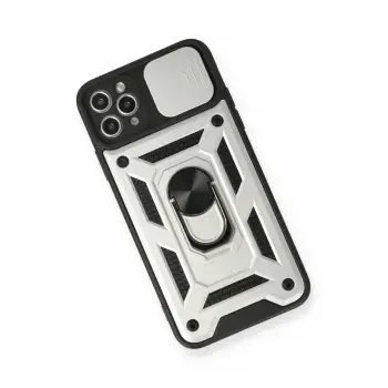 Newface iPhone 11 Pro Kılıf Pars Lens Yüzüklü Silikon - Gümüş