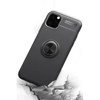 Newface iPhone 11 Pro Kılıf Range Yüzüklü Silikon - Siyah-Mavi