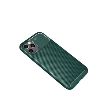 Newface iPhone 11 Pro Max Kılıf Auto Focus Karbon Kapak - Yeşil