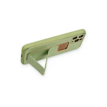 Newface iPhone 11 Pro Max Kılıf Coco Deri Standlı Kapak - Su Yeşili