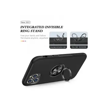 Newface iPhone 11 Pro Max Kılıf Elit Yüzüklü Kapak - Siyah