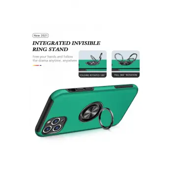 Newface iPhone 11 Pro Max Kılıf Elit Yüzüklü Kapak - Yeşil