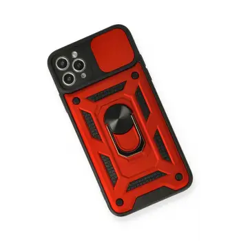 Newface iPhone 11 Pro Max Kılıf Pars Lens Yüzüklü Silikon - Kırmızı