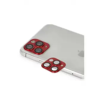 Newface Apple iPhone 11 Pro Max Pers Alüminyum Kamera Lens - Kırmızı