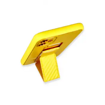 Newface iPhone 12 Kılıf Coco Karbon Standlı Kapak - Sarı