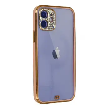 Newface iPhone 12 Kılıf Liva Taşlı Silikon - Pembe