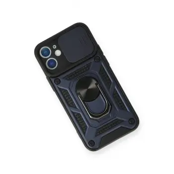 Newface iPhone 12 Kılıf Pars Lens Yüzüklü Silikon - Lacivert