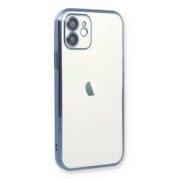 Newface iPhone 12 Kılıf Razer Lensli Silikon - Açık Mavi