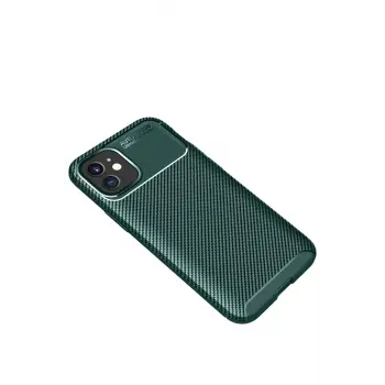 Newface iPhone 12 Mini Kılıf Auto Focus Karbon Kapak - Yeşil