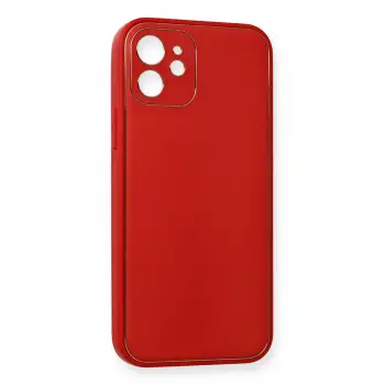 Newface Apple iPhone 12 Mini Kılıf Coco Deri Silikon Kapak - Kırmızı