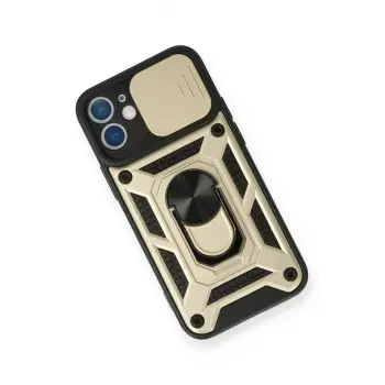 Newface iPhone 12 Mini Kılıf Pars Lens Yüzüklü Silikon - Gold