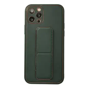 Newface Apple iPhone 12 Pro Kılıf Coco Deri Standlı Kapak - Yeşil