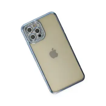 Newface iPhone 12 Pro Kılıf Joke Taşlı Silikon - Mavi