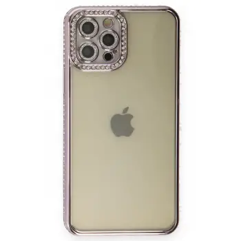 Newface iPhone 12 Pro Kılıf Joke Taşlı Silikon - Mor