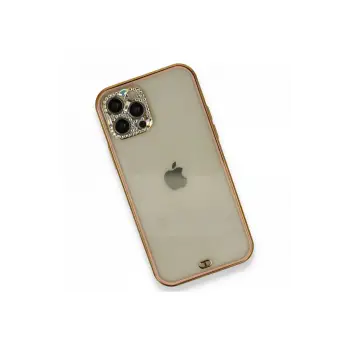 Newface iPhone 12 Pro Kılıf Liva Taşlı Silikon - Pembe