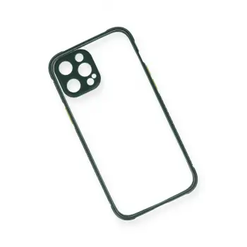 Newface iPhone 12 Pro Kılıf Miami Şeffaf Silikon - Koyu Yeşil