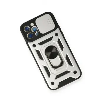 Newface iPhone 12 Pro Kılıf Pars Lens Yüzüklü Silikon - Gümüş