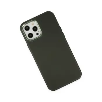 Newface iPhone 12 Pro Max Kılıf Asya Deri Silikon - Koyu Yeşil