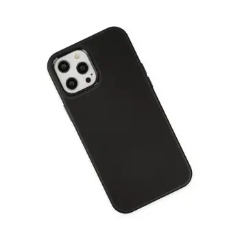 Newface iPhone 12 Pro Max Kılıf Asya Deri Silikon - Siyah