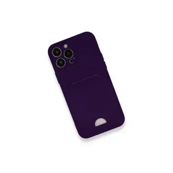 Newface iPhone 12 Pro Max Kılıf Kelvin Kartvizitli Silikon - Derin Mor