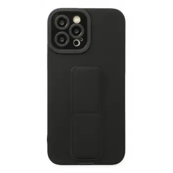 Newface Apple iPhone 12 Pro Max Kılıf Mega Standlı Silikon - Siyah