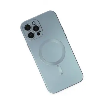 Newface iPhone 12 Pro Max Kılıf Moshi Lens Magneticsafe Silikon - Sierra Blue