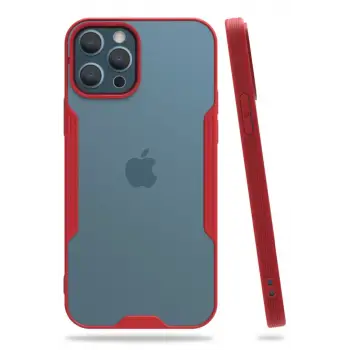 Newface Apple iPhone 12 Pro Max Kılıf Platin Silikon - Kırmızı