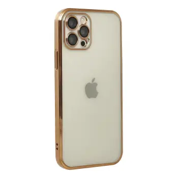 Newface iPhone 12 Pro Max Kılıf Razer Lensli Silikon - Gold