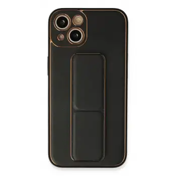 Newface iPhone 13 Kılıf Coco Deri Standlı Kapak - Siyah