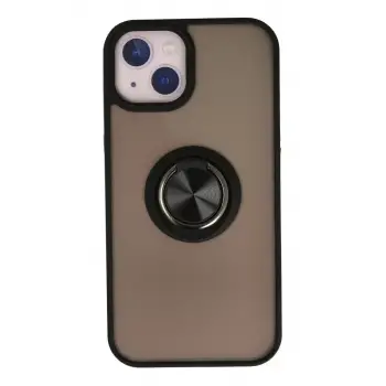 Newface Apple iPhone 13 Kılıf Montreal Yüzüklü Silikon Kapak - Siyah