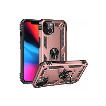 Newface iPhone 13 Kılıf Sofya Yüzüklü Silikon Kapak - Rose