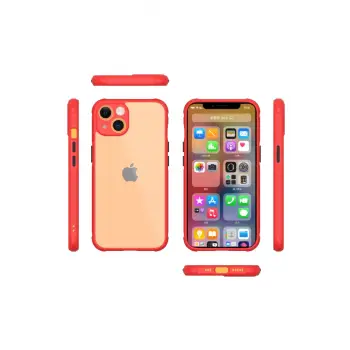 Newface iPhone 13 Mini Kılıf Miami Şeffaf Silikon - Kırmızı