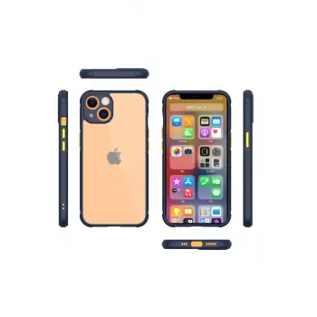 Newface iPhone 13 Mini Kılıf Miami Şeffaf Silikon - Lacivert
