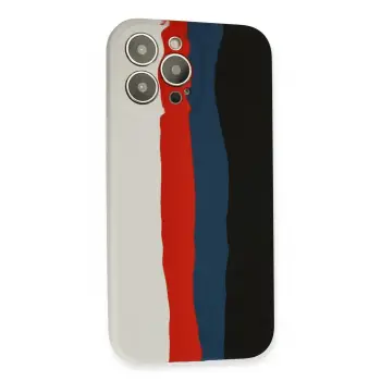 Newface iPhone 13 Pro Kılıf Ebruli Lansman Silikon - Beyaz-Siyah