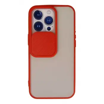 Newface Apple iPhone 13 Pro Kılıf Palm Buzlu Kamera Sürgülü Silikon - Kırmızı