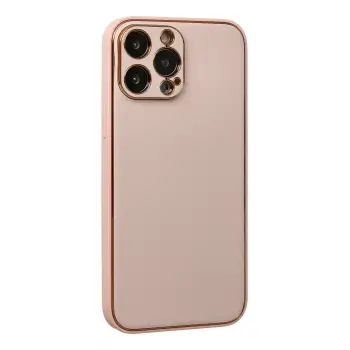 Newface iPhone 13 Pro Max Kılıf Coco Deri Silikon Kapak - Pudra