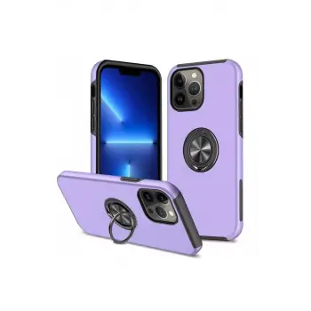 Newface Apple iPhone 13 Pro Max Kılıf Elit Yüzüklü Kapak - Mor