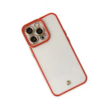 Newface iPhone 13 Pro Max Kılıf Liva Lens Silikon - Kırmızı