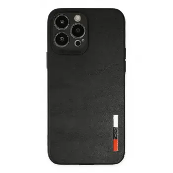 Newface Apple iPhone 13 Pro Max Kılıf Loop Deri Silikon - Siyah