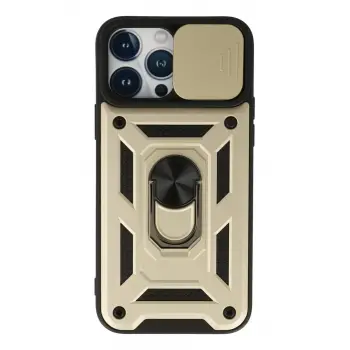 Newface Apple iPhone 13 Pro Max Kılıf Pars Lens Yüzüklü Silikon - Gold