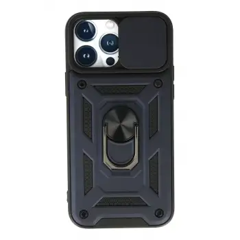 Newface Apple iPhone 13 Pro Max Kılıf Pars Lens Yüzüklü Silikon - Lacivert