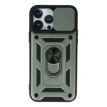 Newface Apple iPhone 13 Pro Max Kılıf Pars Lens Yüzüklü Silikon - Yeşil