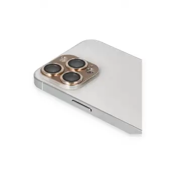 Newface Apple iPhone 13 Pro Max Pers Alüminyum Kamera Lens - Gold
