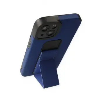 Newface iPhone 14 Plus Kılıf Mega Standlı Silikon - Mavi