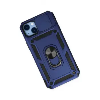 Newface iPhone 14 Plus Kılıf Pars Lens Yüzüklü Silikon - Lacivert